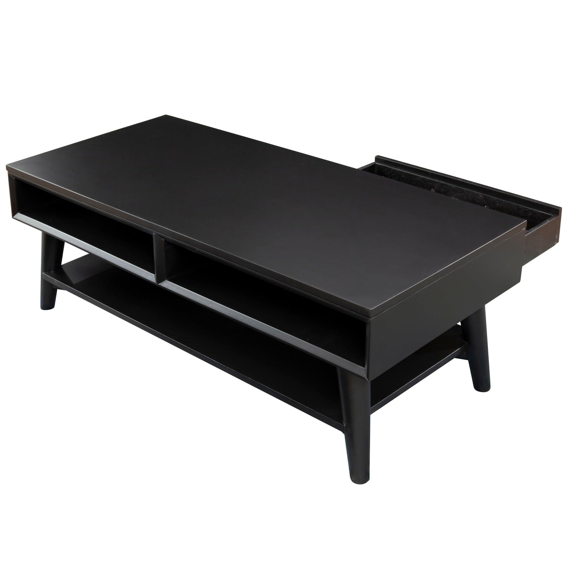 Alpine Furniture Flynn Coffee Table - Modern Black Wooden Living Room Table for Home Decor, Perfect for Living Room, Lounge & Office Use