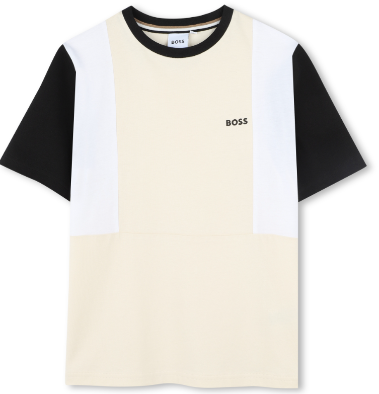 HUGO BOSS Colorblock Short Sleeve T-Shirt for Men - Slim Fit Cotton Crew Neck Tee - Casual Summer Wear for Office, Travel & Everyday Outfits