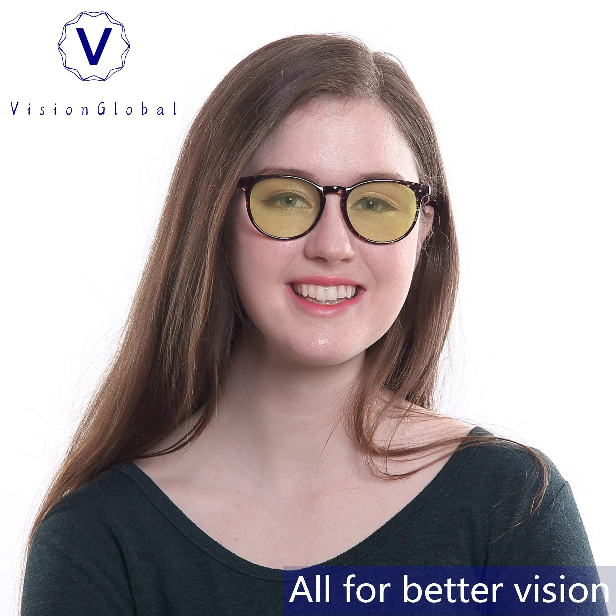 Blue Light Blocking Glasses for Women - Anti Eye Strain Computer & Reading Glasses with Oval Frame (Black Floral, 0.00 Magnification) - Perfect for Office Work, Gaming & Screen Time