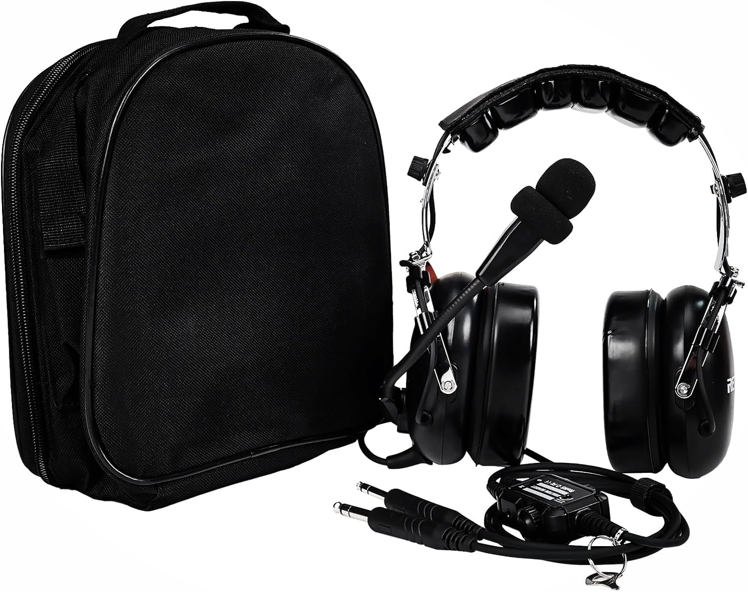 Retevis EHG001 Aviation Pilot Headset with Noise Reduction, Adjustable Headband & Gel Ear Seals - Mono/Stereo 3.5mm Jack - Includes Carrying Bag - Perfect for Student Pilots, Flight Training & Backseat Passengers (1 Pack) - Ideal for Flight Schools, Private Planes & General Aviation Use