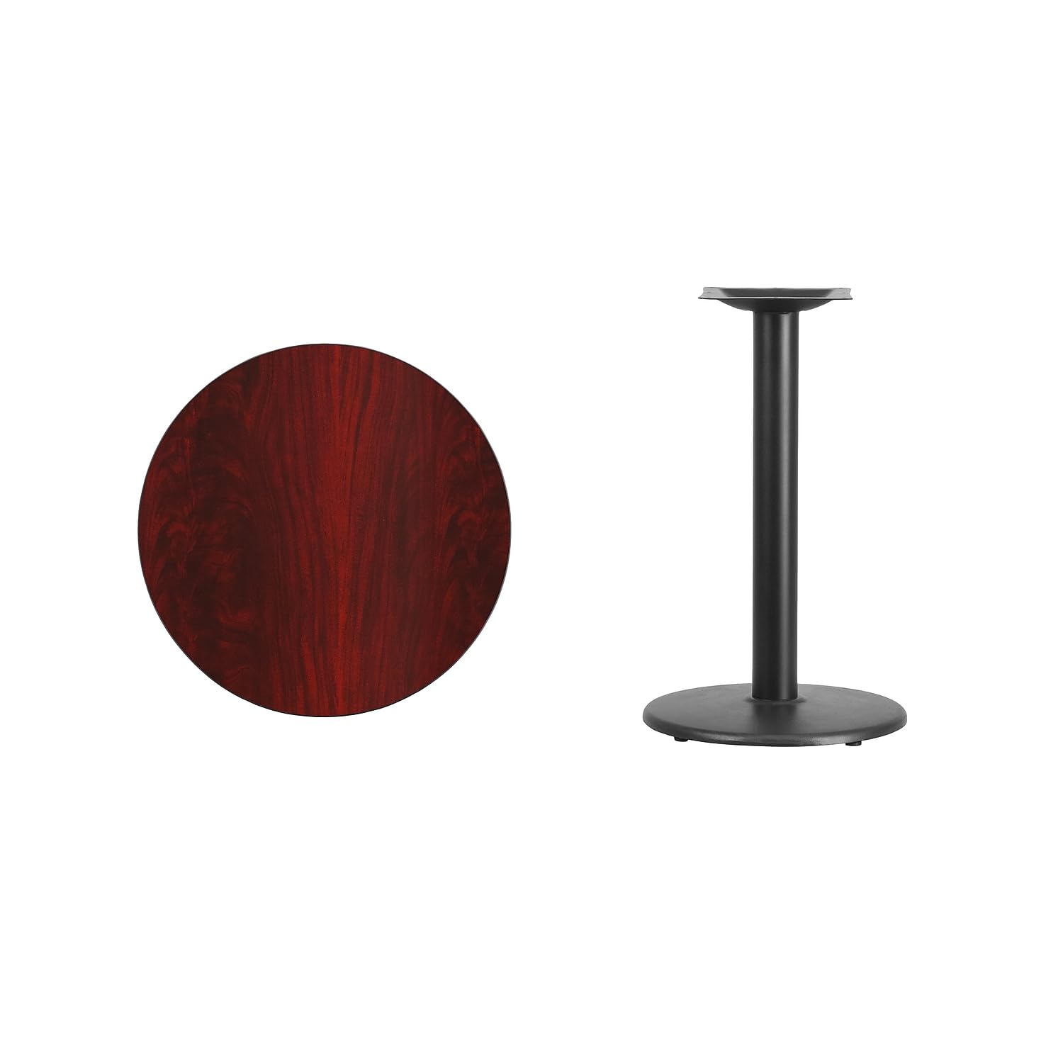 Flash Furniture 24 Inch Round Mahogany Laminate Dining Table with 18 Inch Height Adjustable Base - Perfect for Small Spaces, Kitchens, and Breakfast Nooks