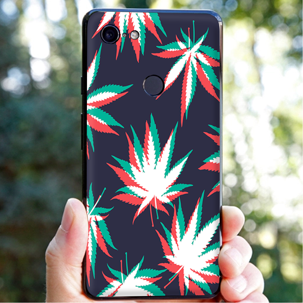 3D Holographic Weed Pot Leaf Phone Skin for Google Pixel 3 - Protective Cover with Unique Design for Cannabis Enthusiasts, Perfect for Music Festivals & 420 Celebrations