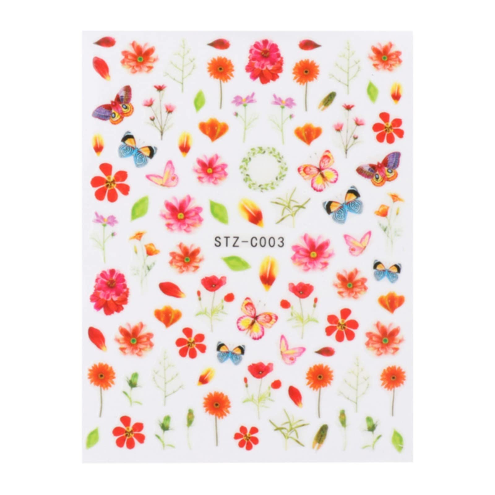 Floral Nail Stickers - Rose & Green Plant Nail Decals with Dried Flowers & Leaves | Self-Adhesive Nail Art Stickers for Long Nails | Perfect for DIY Manicures, Bridal Nails & Spring Nail Designs