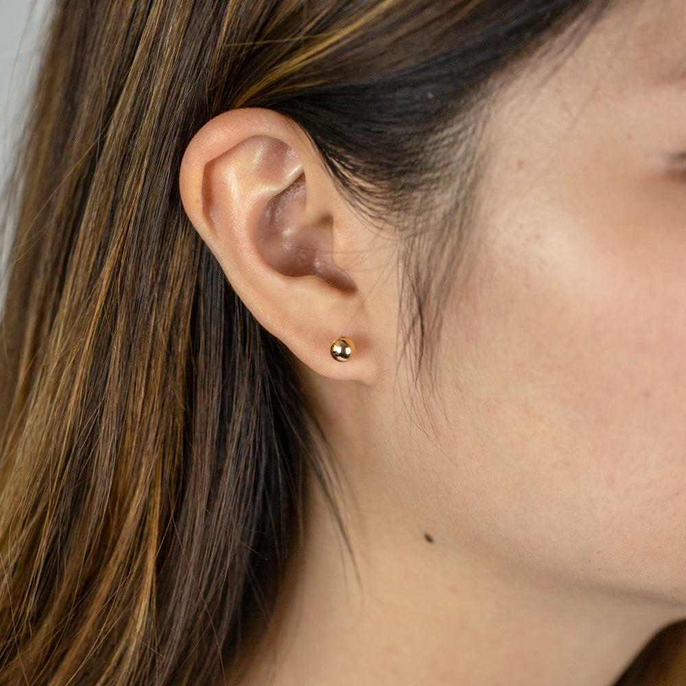9ct Yellow Gold 6mm Ball Stud Earrings for Women - Classic Minimalist Jewelry for Everyday Wear, Gifts & Special Occasions