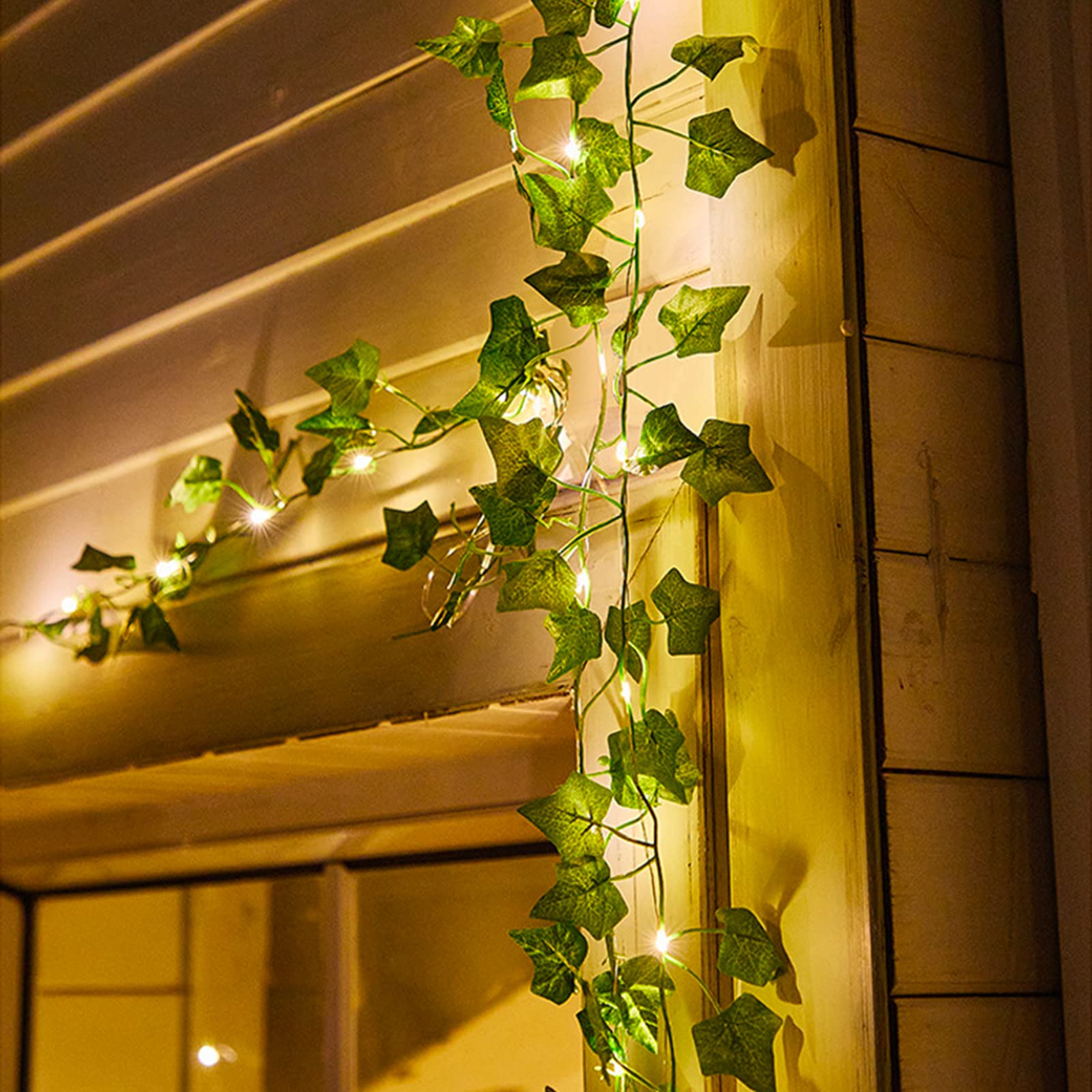 24-Pack Battery Operated String Lights with Artificial Ivy Vines - 7ft 110 LED Vine Lights with 8 Lighting Modes, Warm White for Bedroom, Wall Decor, Wedding, Indoor Party & Festival Lighting (Perfect for Creating Romantic Ambiance)