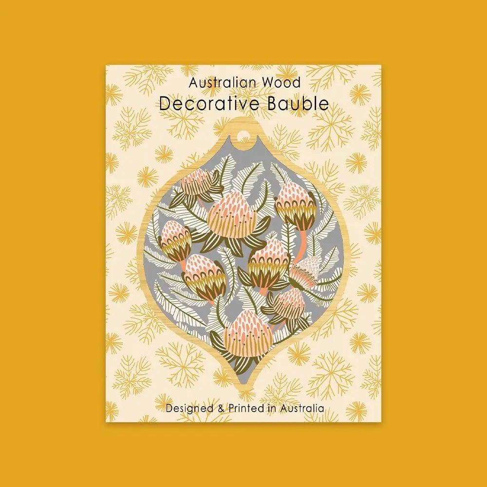 Bush Proteas Christmas Bauble – Handmade Floral Ornament for Holiday Tree Decor, Festive Home & Office Decoration