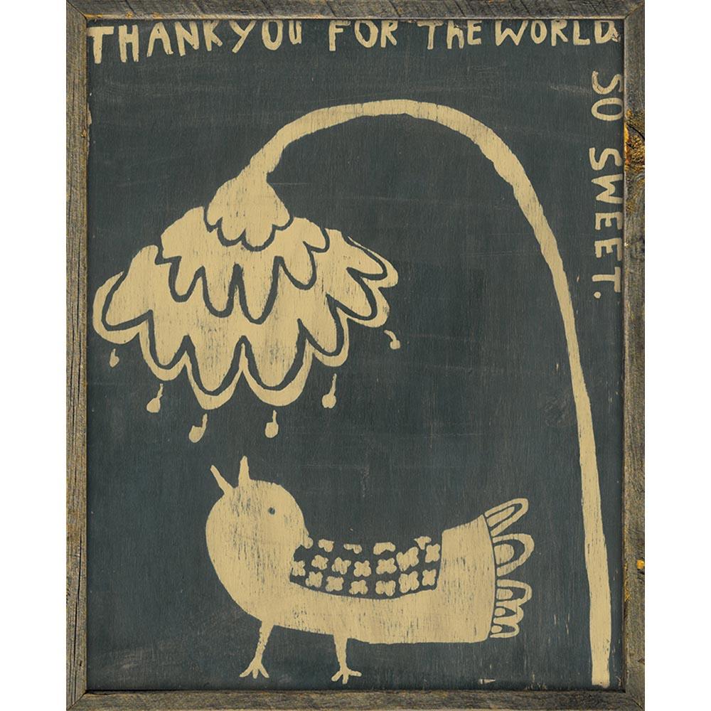 Thank You Bird Grey Wood Art Print - Handmade Home Decor for Living Room, Bedroom & Office - Perfect Gift for Holidays & Housewarming