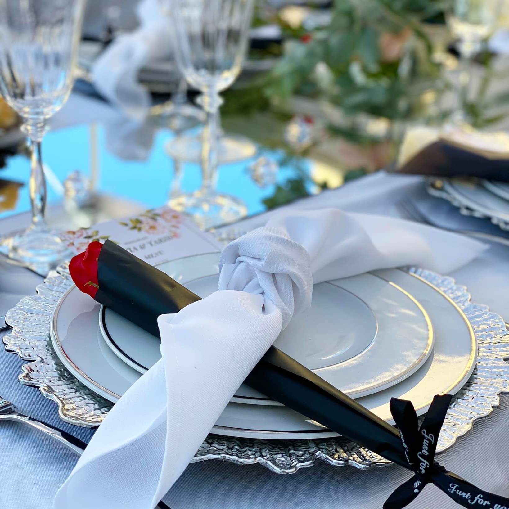 WUWEOT 12 Pack 13 Inch Silver Plastic Charger Plates with Floral Reef Design - Elegant Dinnerware for Wedding, Party & Holiday Decorations - Perfect for Formal Dining, Buffet Settings & Special Events