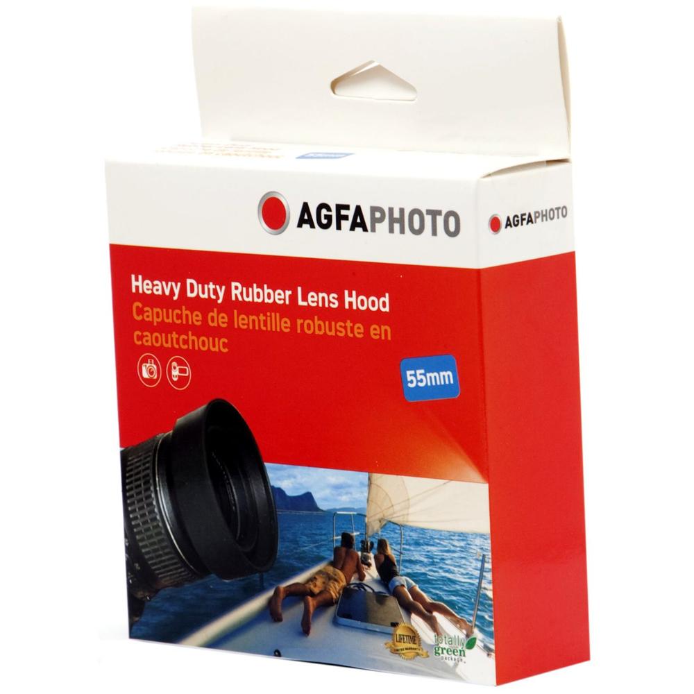 Agfa 55mm Heavy Duty Rubber Lens Hood APSLH55 - Durable Camera Lens Shade for DSLR & Mirrorless Cameras - Perfect for Outdoor Photography & Videography