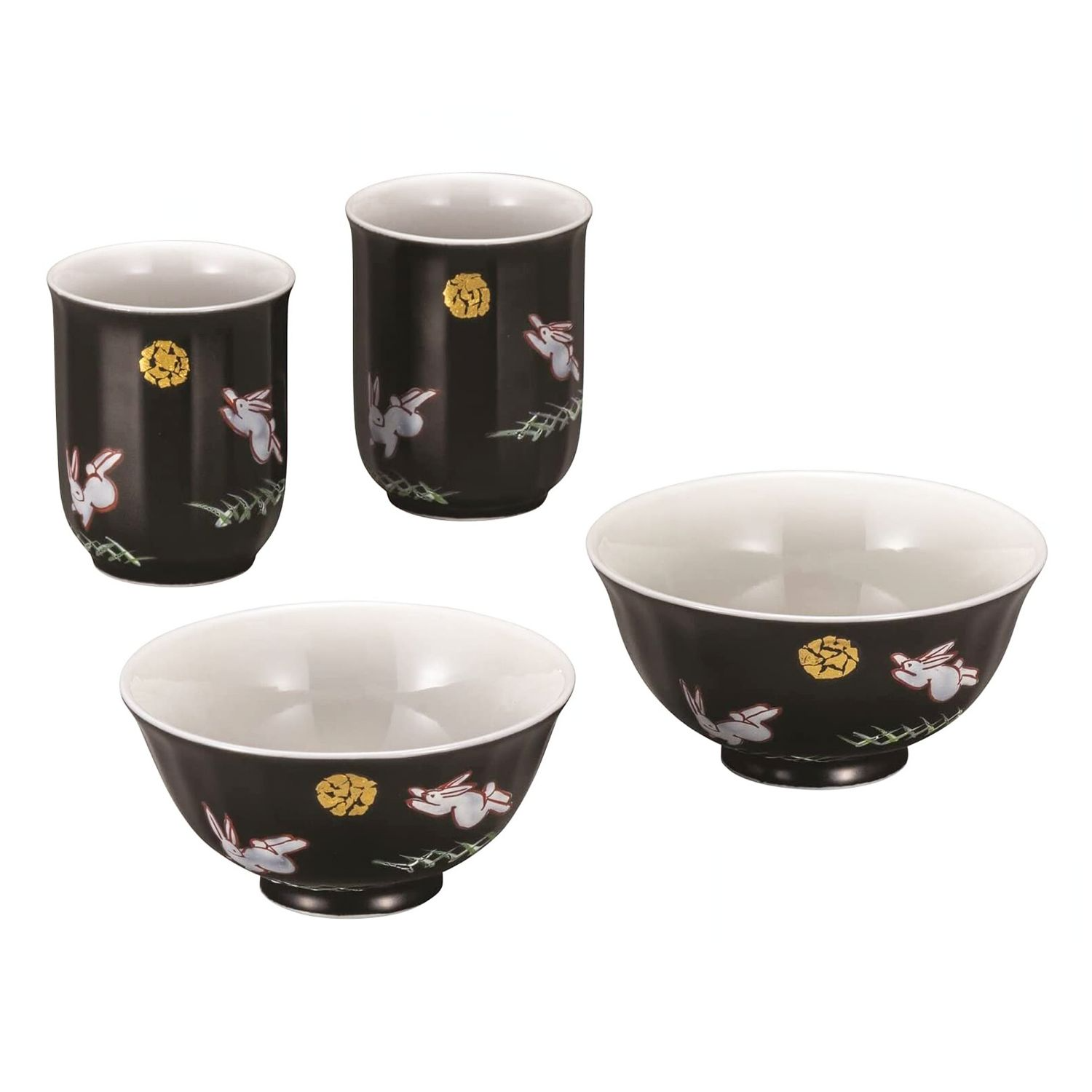Premium Kutani Ware Porcelain Tableware Set - Japanese Moon Rabbit Design - Elegant Dinnerware for Home, Restaurant & Gift Giving