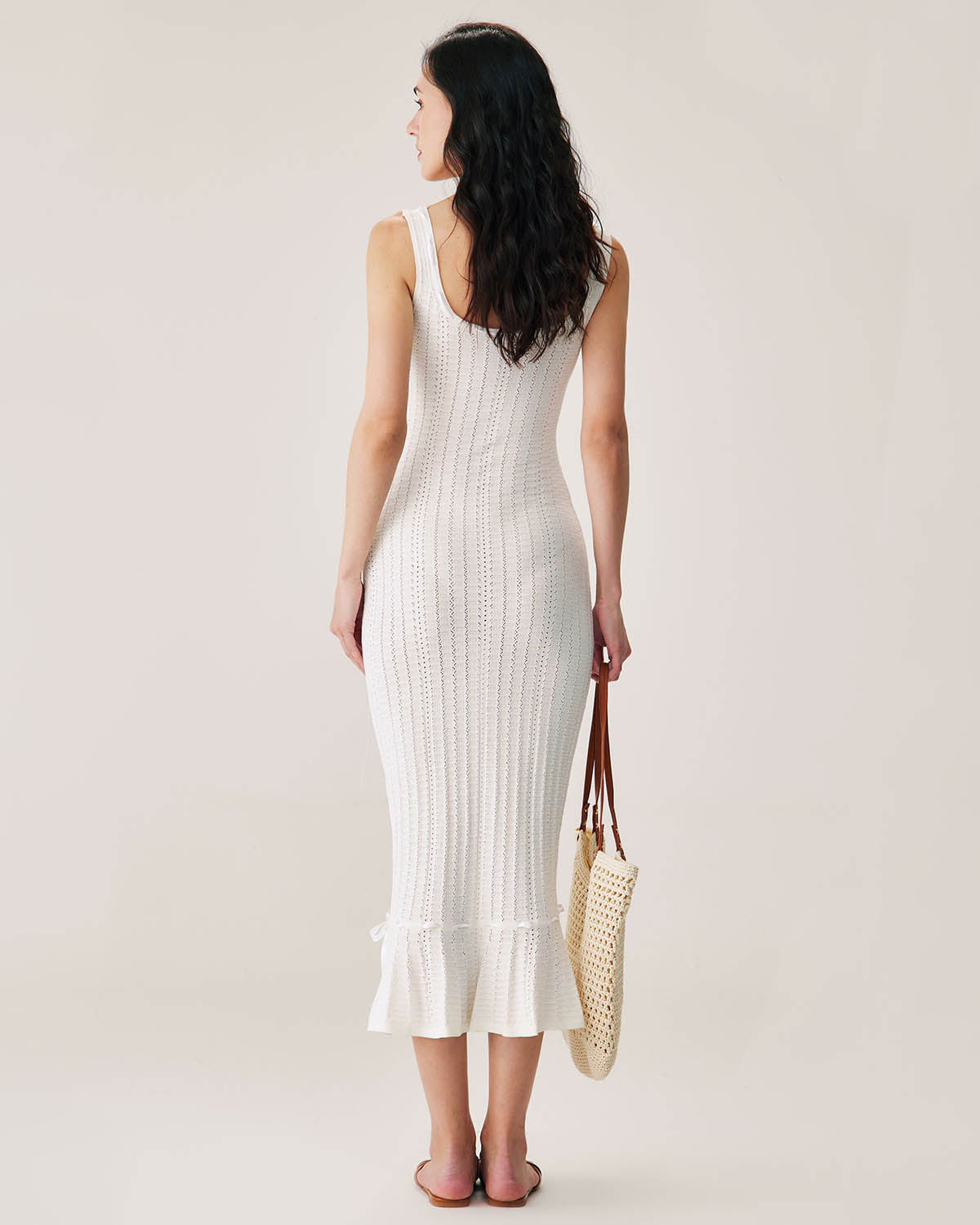 Elegant White Mermaid Knit Maxi Dress for Women - Perfect for Beach Weddings, Summer Vacations & Evening Parties