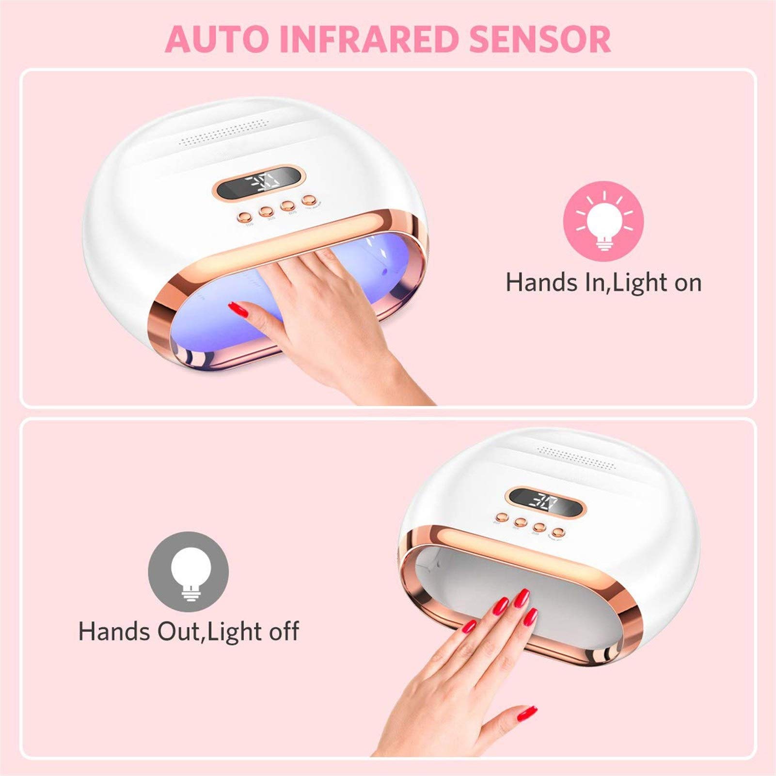 72W Professional UV LED Nail Dryer Lamp with 36 LEDs | 4 Timer Settings & Smart Sensor | Fast Curing for Gel Polish | Perfect for Home Nail Care & Salon Use