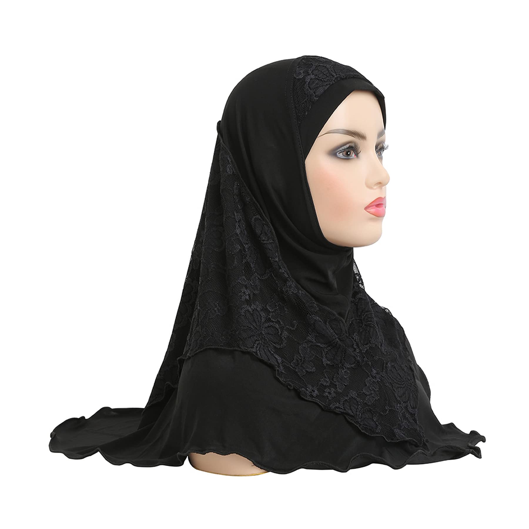 ANKOMINA Women's Muslim Hijab Head Wrap Scarf - Fashionable Lace Head Covering for Prayer, Modest Fashion & Everyday Wear - Perfect for Work, Travel and Special Occasions
