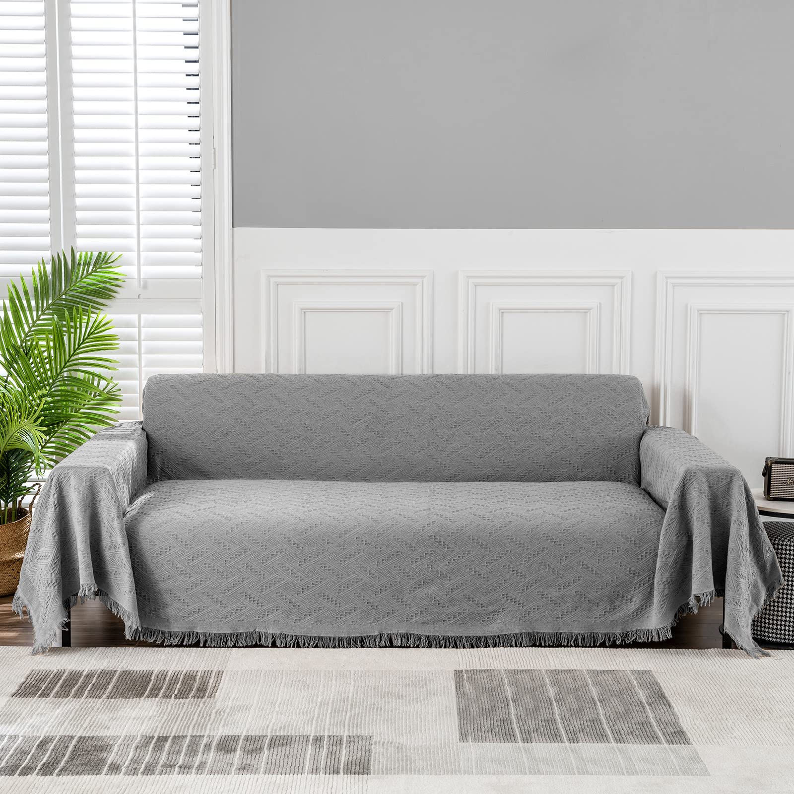 MEETSKY Washable Sofa Slipcover for Sectional & L-Shaped Couches - Soft, Thick, Durable Sofa Cover Blanket - XX-Large 91