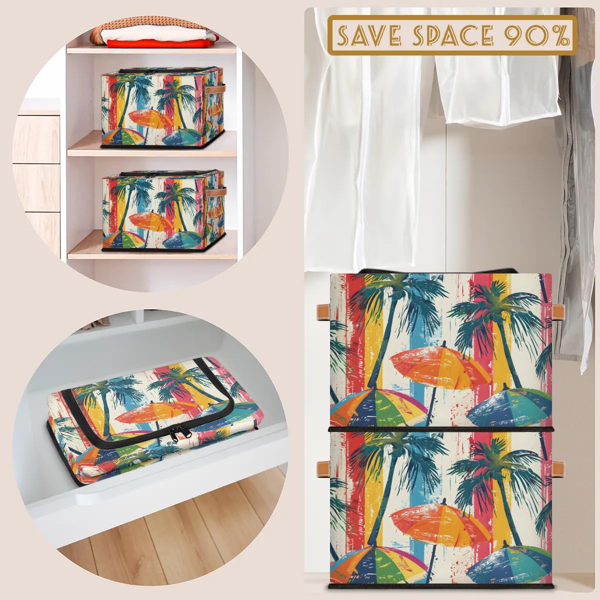 Foldable Storage Bins with Lids - Stackable Fabric Closet Organizer for Clothes, Toys & Blankets | Dustproof Collapsible Storage Cubes for Bedroom, Nursery & Home Organization | Perfect for Seasonal Storage & Space Saving