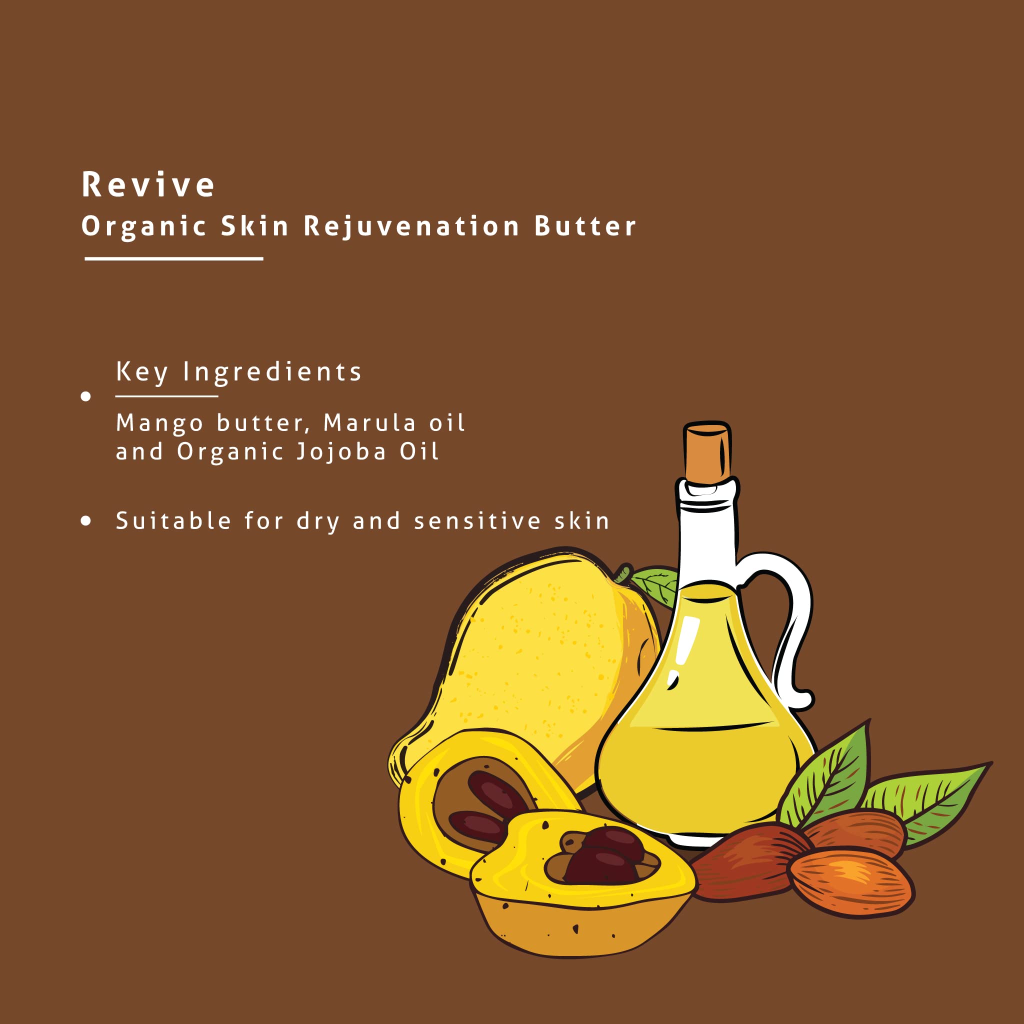 REVIVE Organic Skin Rejuvenation Body Butter with Mango Butter, Marula Butter & Jojoba Oil - Hydrating & Nourishing Moisturizer for Dry Skin - Perfect for Daily Use, After Shower & Nighttime Skincare Routine