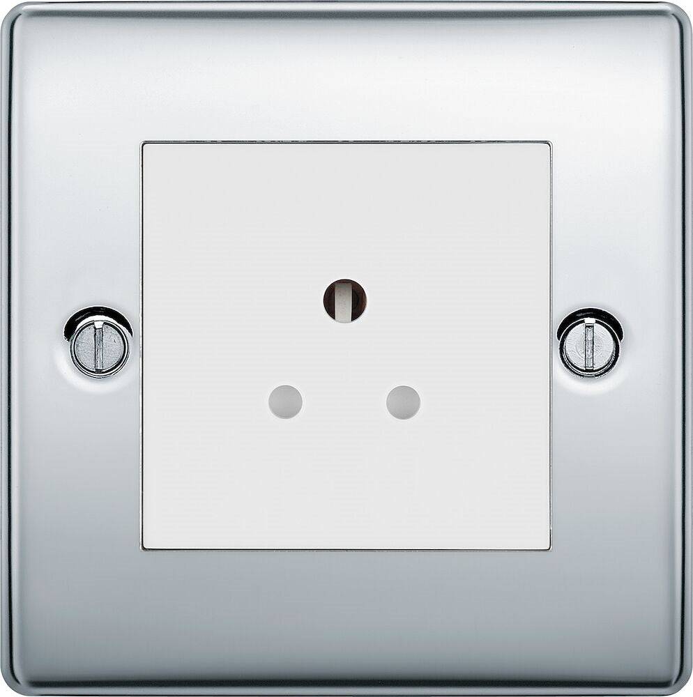 BG Nexus Metal Polished Chrome 5A Unswitched Socket NPC29W - Durable Electrical Socket for Home, Office and Industrial Use | Perfect for Lighting Fixtures, Appliances and Power Connections