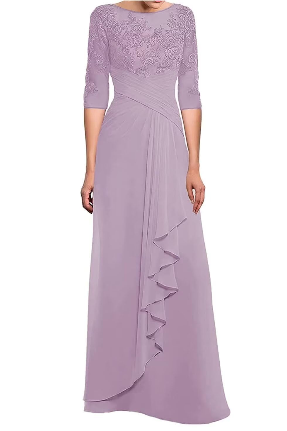 Elegant Mother of The Bride Dresses for Wedding Guest - Women's Chiffon Long Formal Evening Gown with Half Sleeves | Perfect for Weddings, Galas & Special Occasions