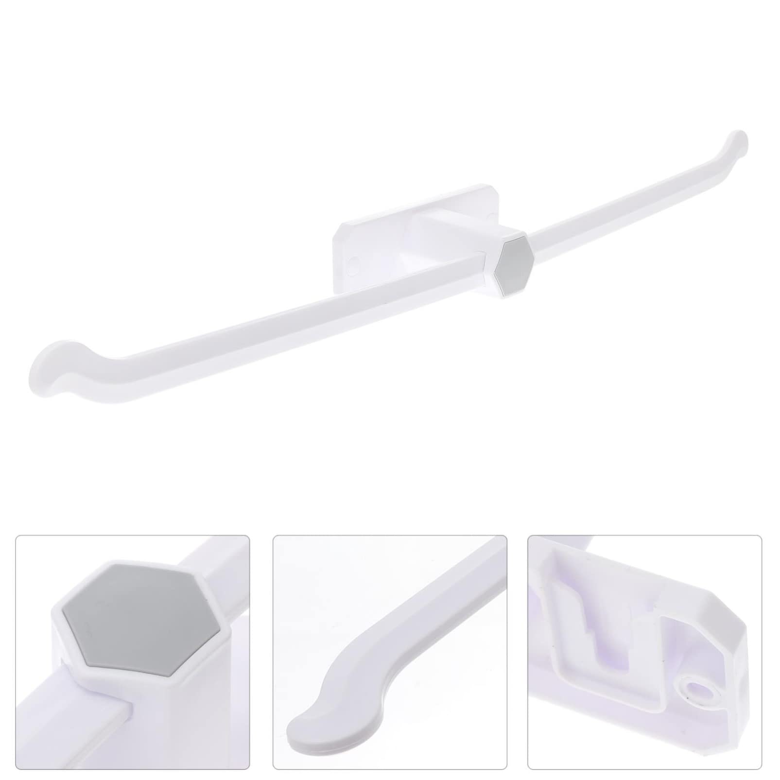 TEHAUX No Punch Adhesive Towel Shelf - Bathroom Towel Holder, Hand Towel Stand, Paper Towel Mount - White PP Shoe Rack & Hanging Shelf for Kitchen, Bathroom, Bedroom Organization