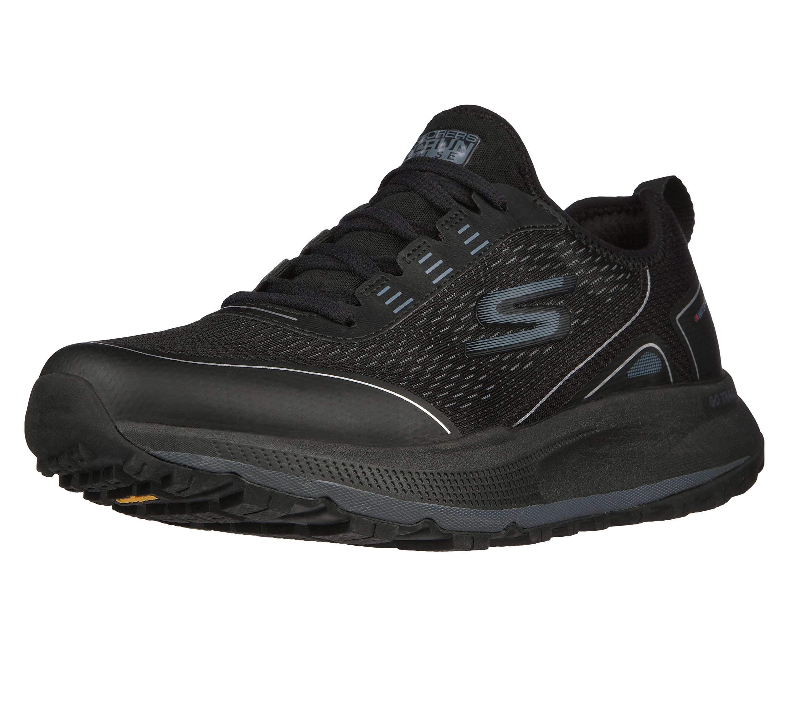 Skechers Men's GOrun Pulse-Trail Running Shoes - Lightweight Hiking & Walking Sneakers with Air-Cooled Foam Cushion - Black/Grey Size 7 - Perfect for Trail Running, Gym Workouts & Outdoor Adventures