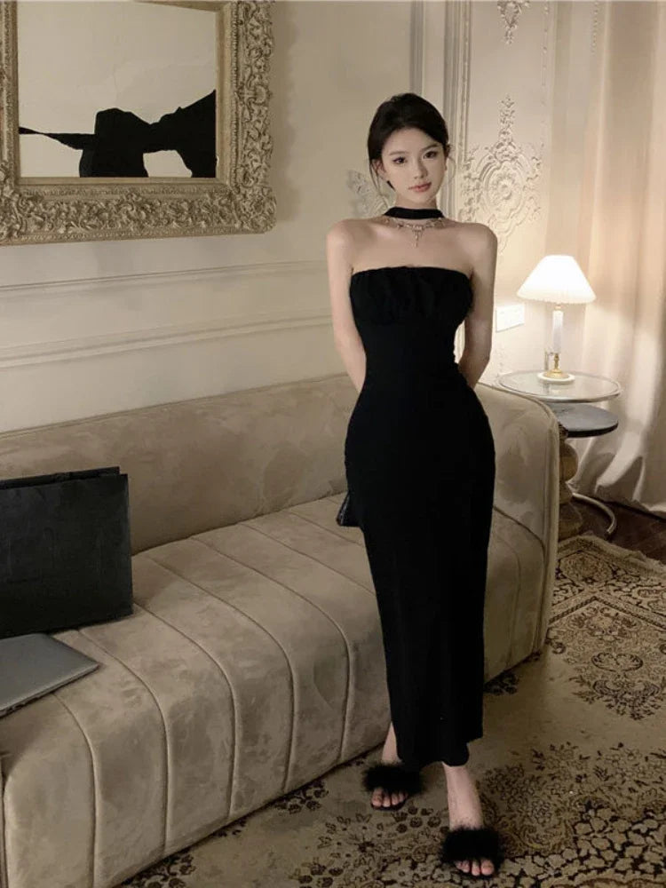 Elegant Backless Party Dress for Women - Vintage Off Shoulder Bodycon Mini Dress with Split Wrap Design | Perfect for Summer Nights, Date Nights, and Cocktail Parties