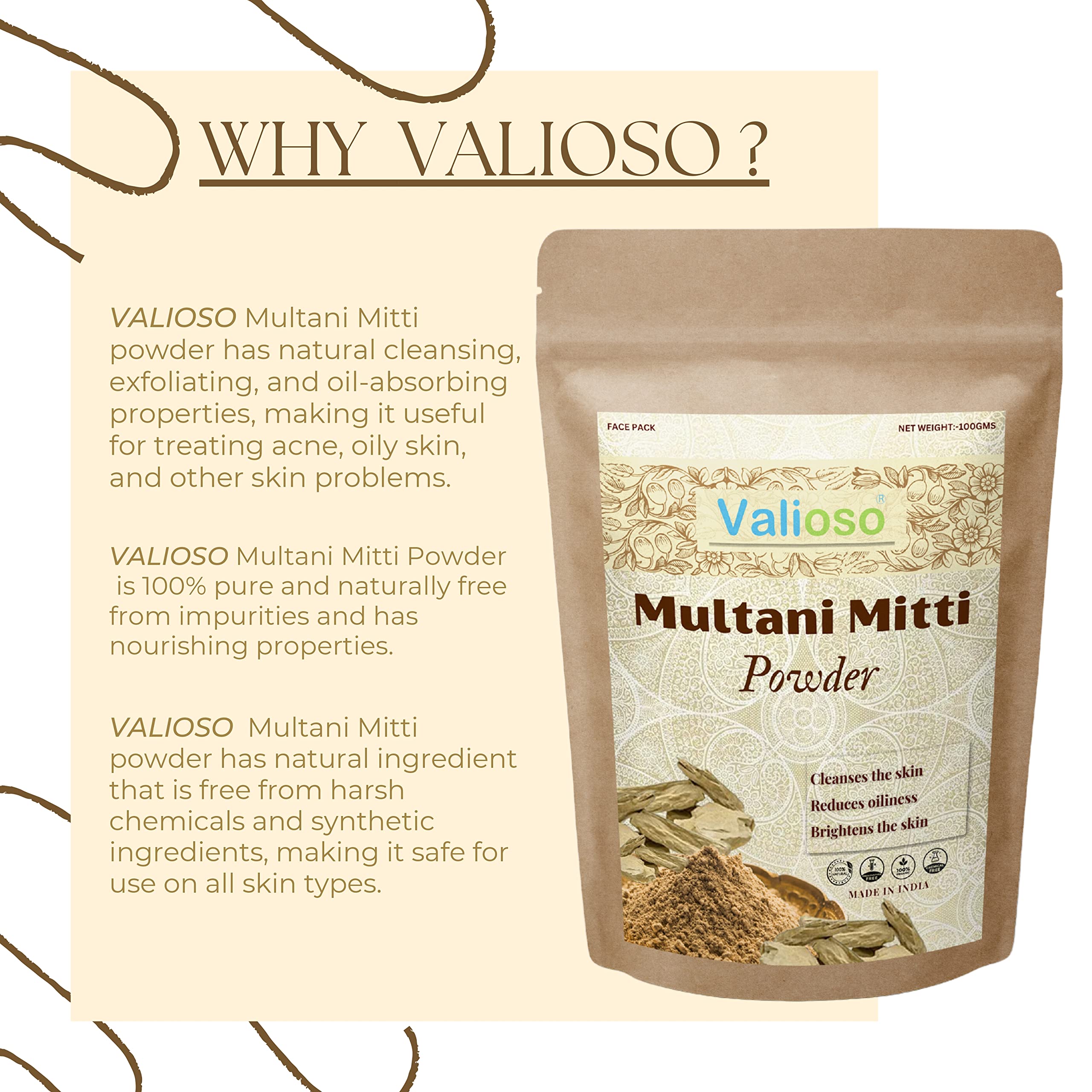 Premium Wild Turmeric Powder (Kasthuri Manjal) for Skin Brightening + Indigo Powder for Natural Hair Dye + Multani Mitti Clay for Face & Hair Care - 100g x 3 Pack | DIY Beauty, Ayurvedic Remedies, Organic Skincare Routine