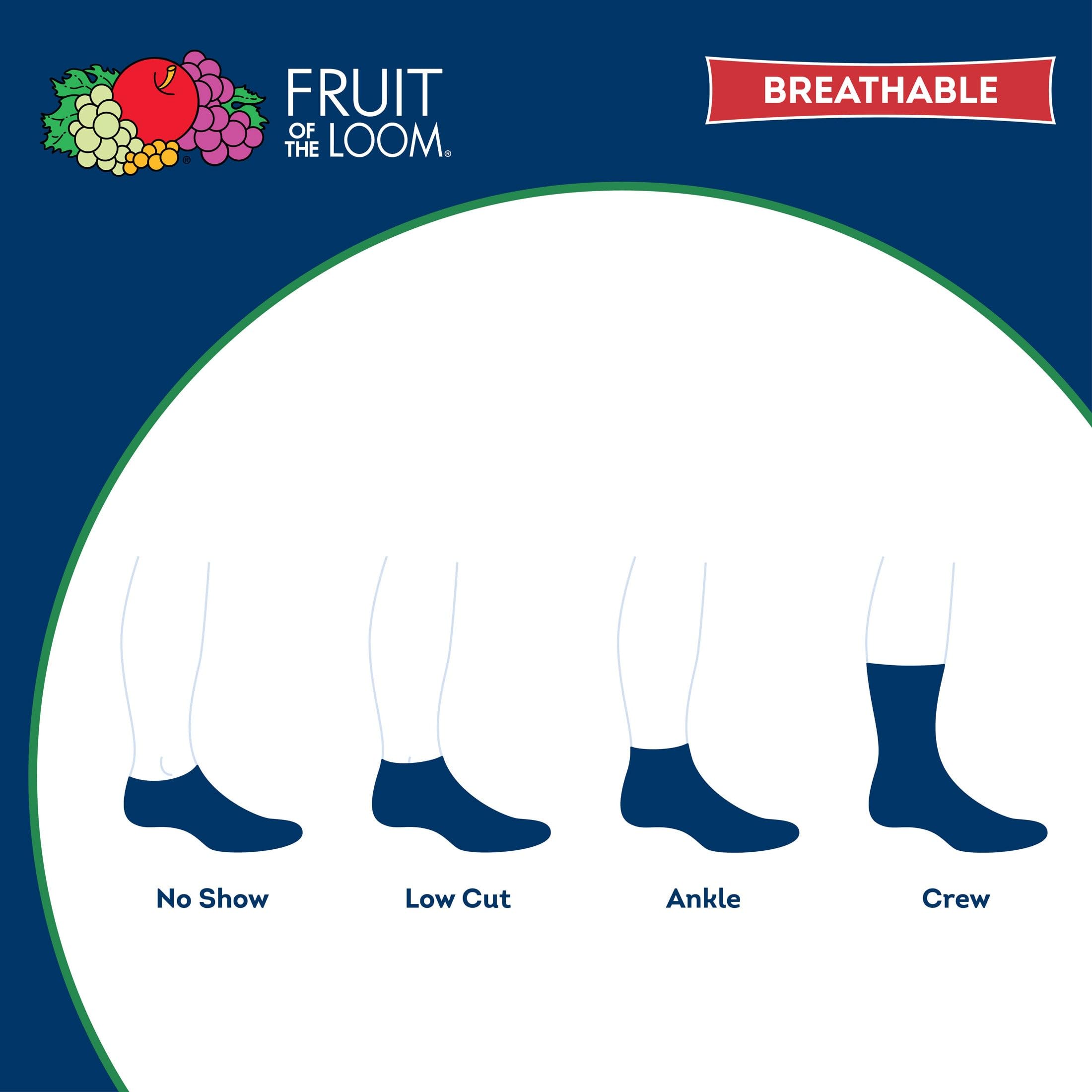 Fruit of the Loom Men's Breathable Performance Ankle Socks - Moisture-Wicking Athletic Socks for Running, Gym & Everyday Comfort
