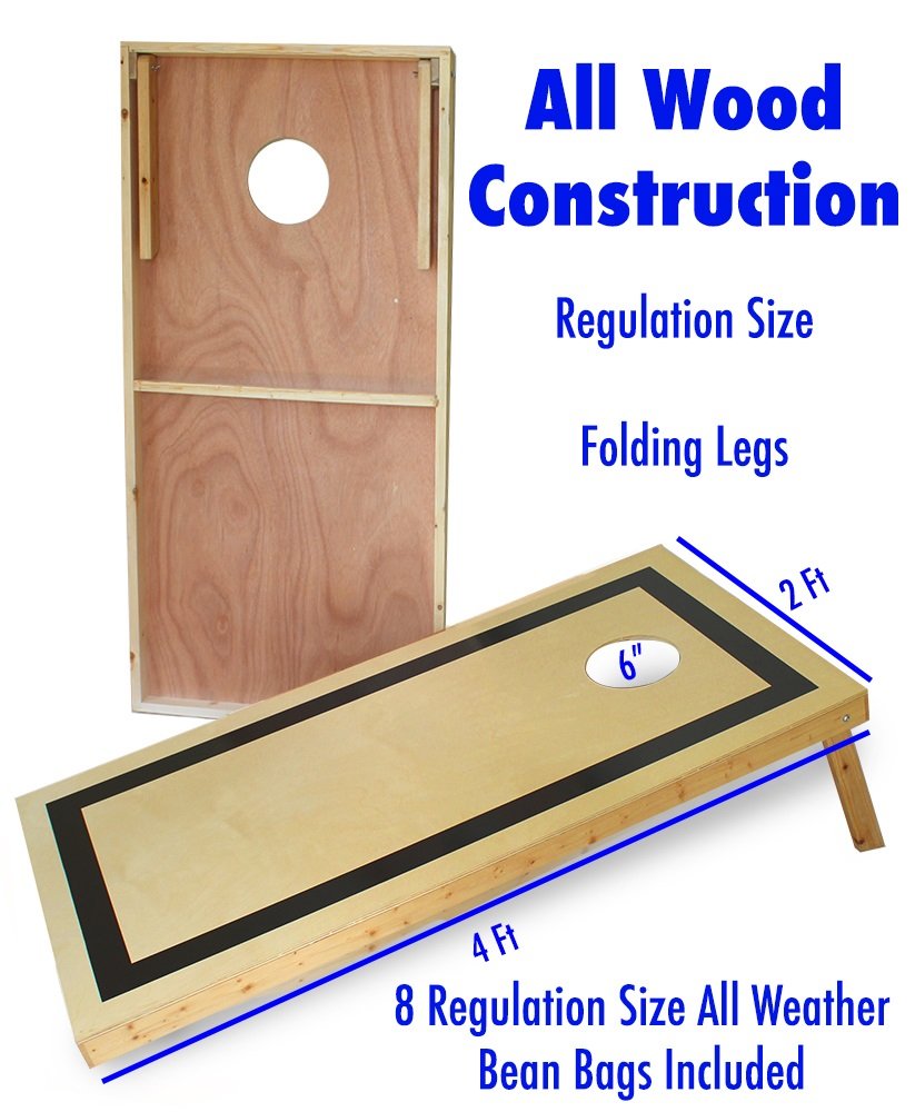 Premium Wooden Cornhole Boards Set - Regulation Size for Backyard, Tailgate & Outdoor Parties - Classic Bean Bag Toss Game for Adults & Family Fun
