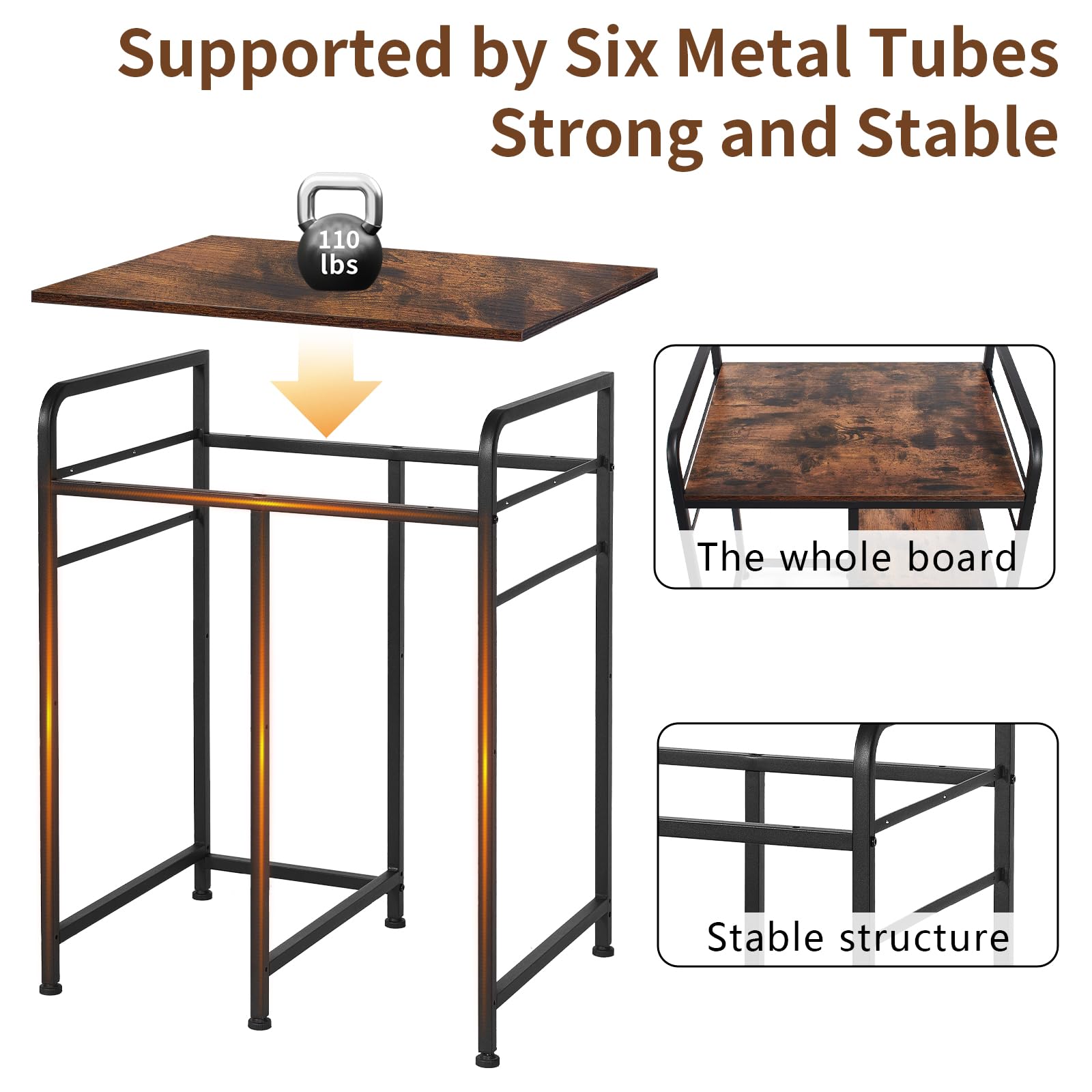 24x18 Inches Home Printer Stand with Charging Station - Large Printer & Shredder Stand with Storage Shelf - Rustic Brown Office Desk Organizer for Fax Machine, PC Tower - Perfect for Home Office Workspace
