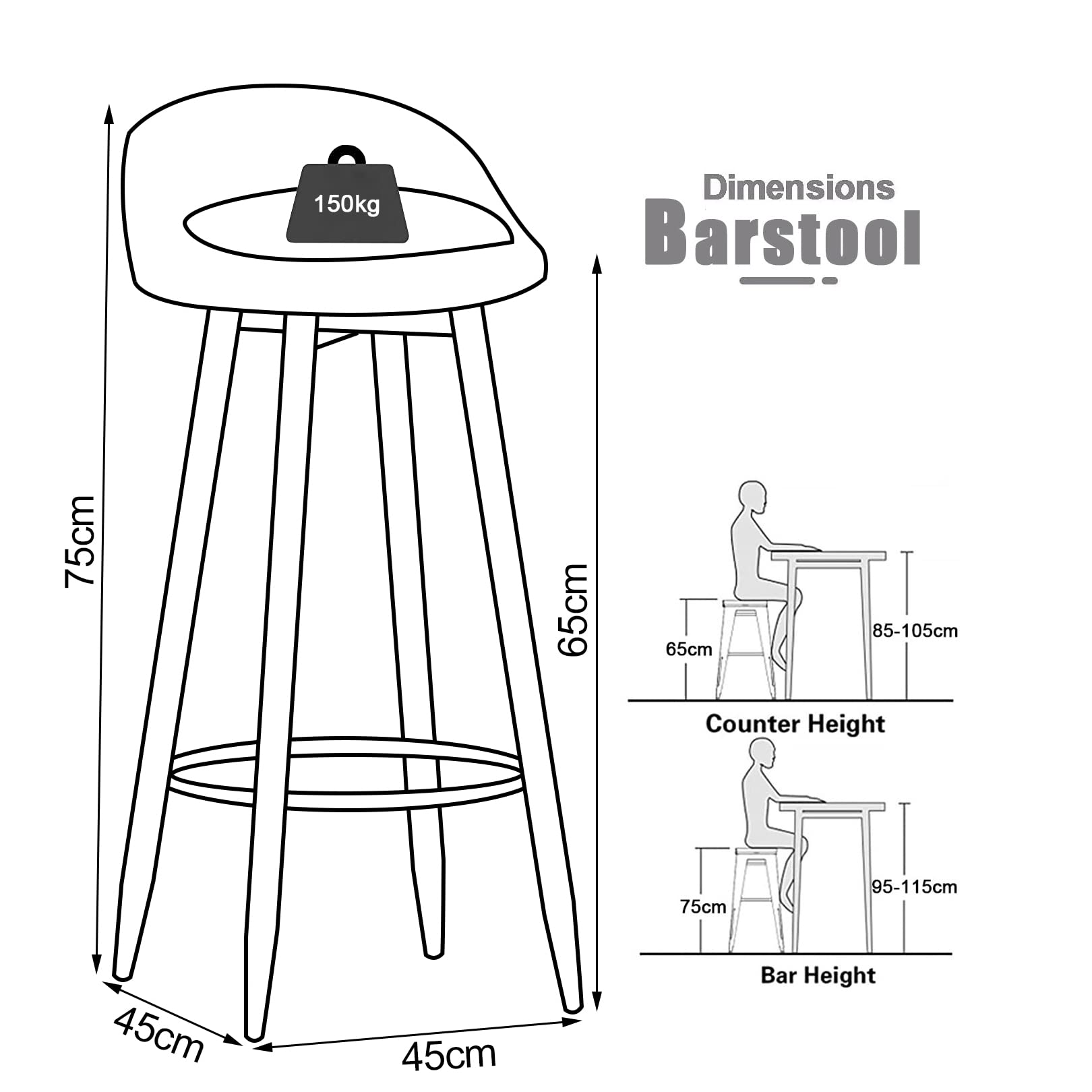 Modern Round Velvet Bar Stools with Gold Footrest - Counter Height Stools for Kitchen, Breakfast Nook, Coffee Shop & Home Balcony - Comfortable Dining Chairs for Bars, Restaurants & Outdoor Entertaining