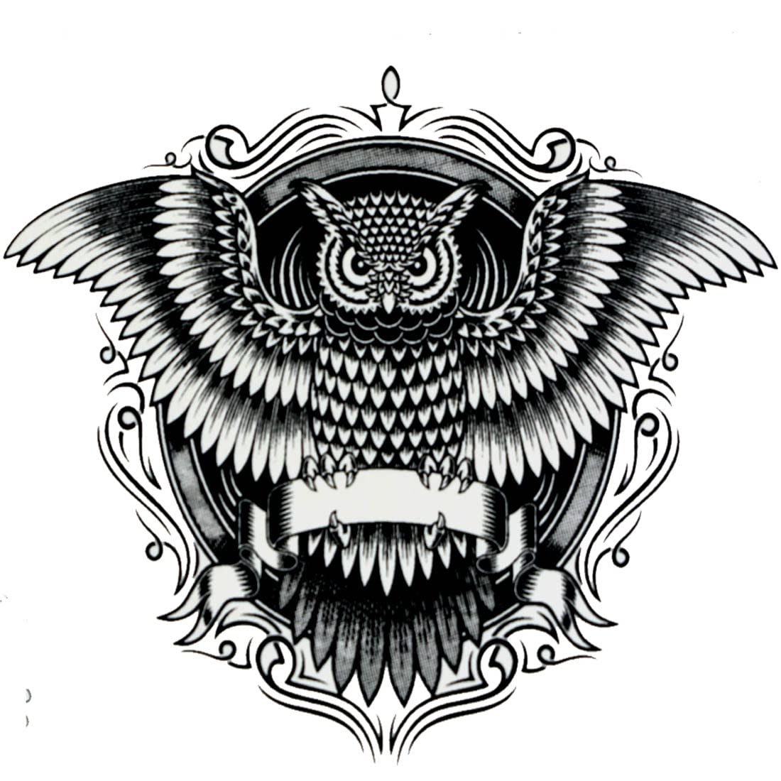 Waterproof Black Temporary Owl Tattoo Stickers for Men & Women - Long Lasting Fake Body Art for Parties, Halloween & Costume Events