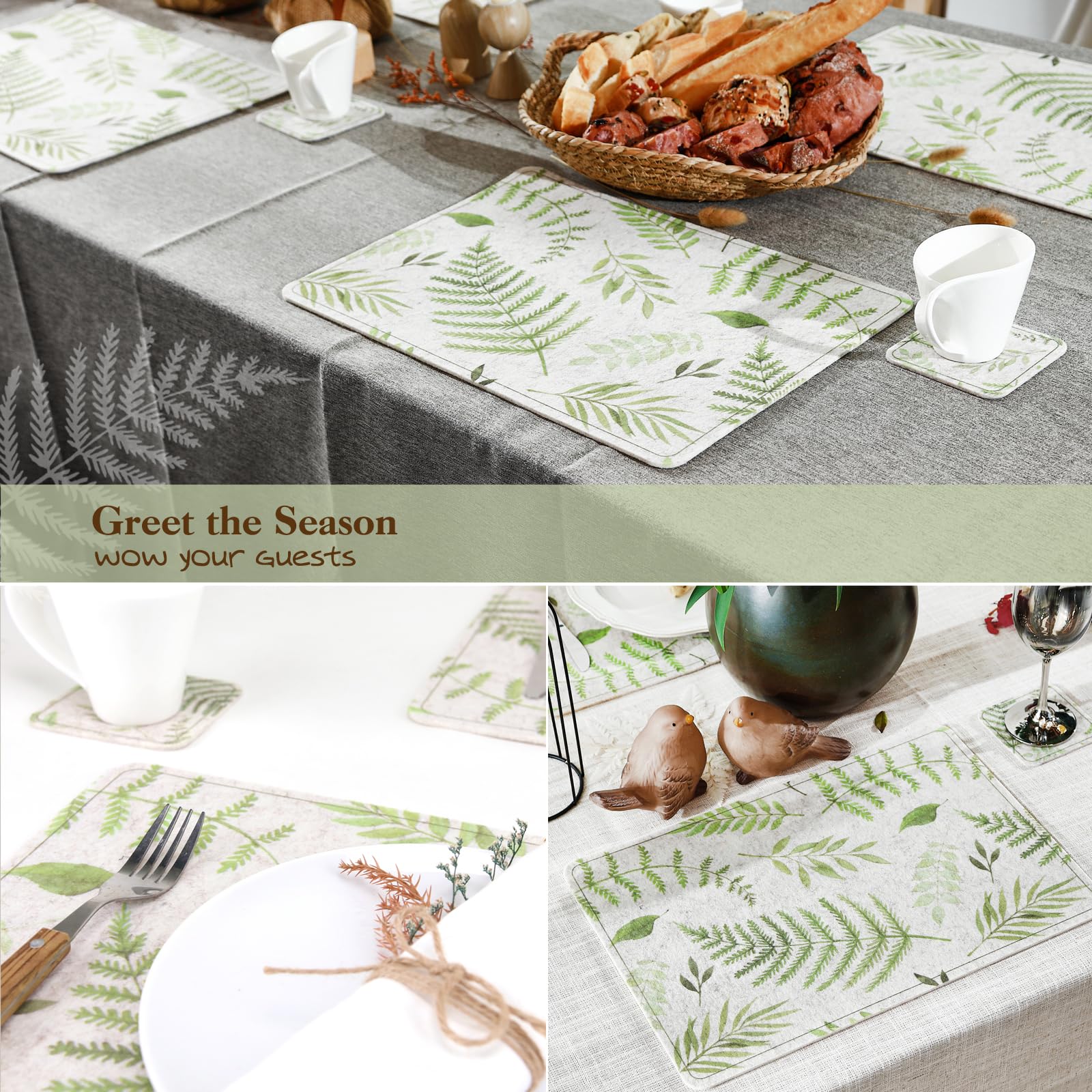 6-Pack Wipeable Heat-Resistant Non-Slip Felt Placemats - 17