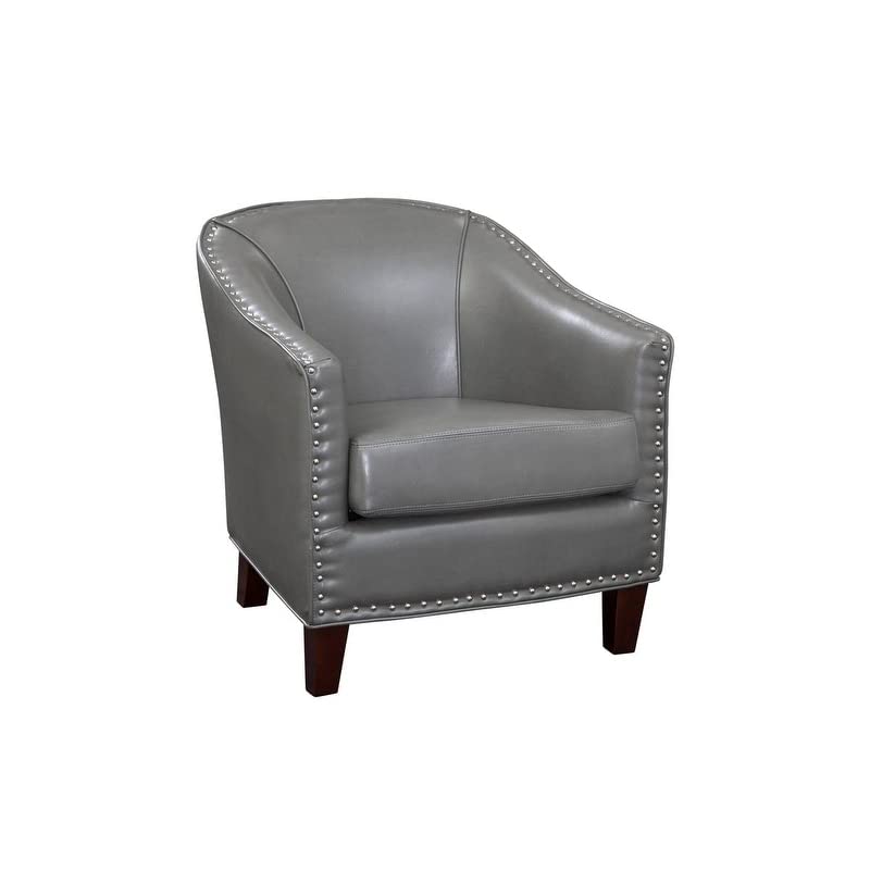 Giles Nailheads Accent Chair in Charcoal - Stylish Upholstered Living Room Armchair for Home Office & Lounge Decor