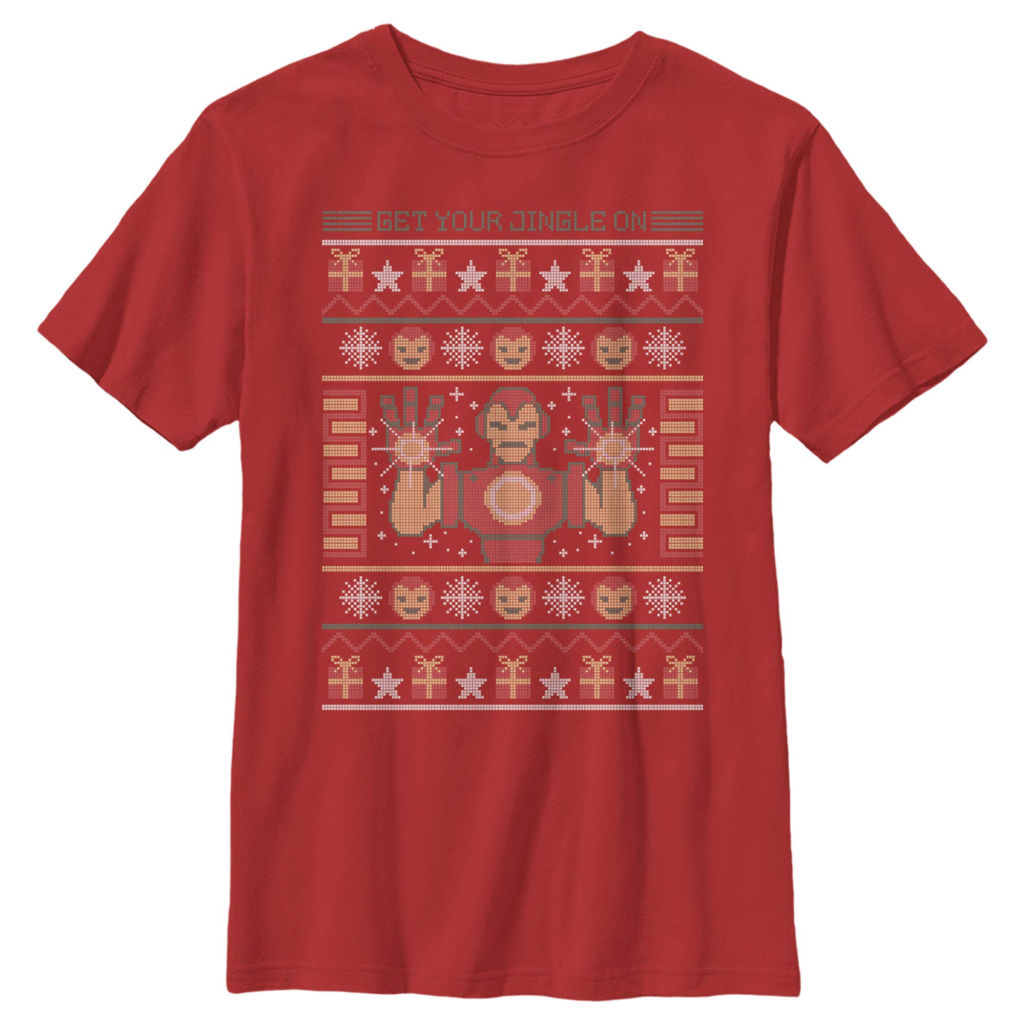 Marvel Iron Man Ugly Christmas T-Shirt for Boys - Superhero Holiday Graphic Tee for Kids Christmas Parties & Festive Family Gatherings