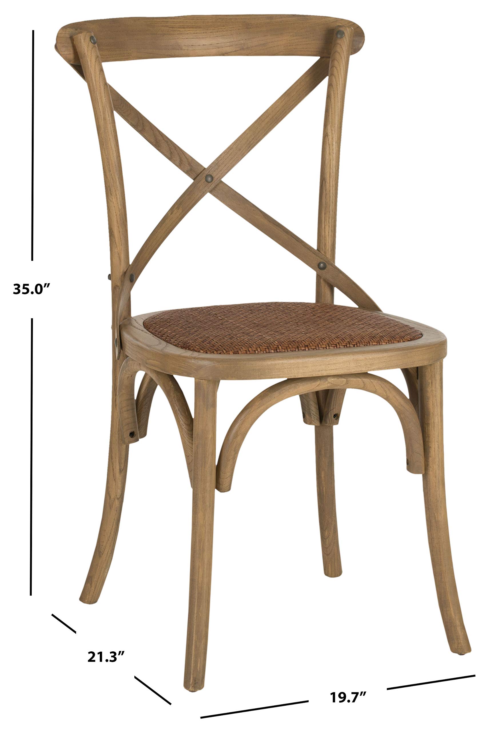 Safavieh Franklin Farmhouse X-Back Antique White Side Chair - Rustic Dining Room Accent Chair for Kitchen, Breakfast Nook & Farmhouse Decor