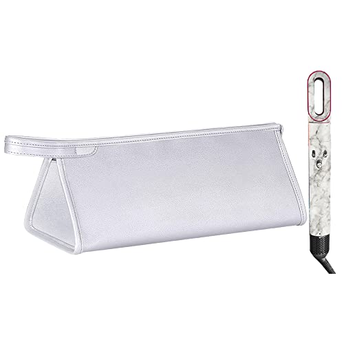 Premium PU Leather Dyson Airwrap Travel Case - Waterproof & Portable Styling Tool Organizer Bag for Dyson Airwrap Styler & Shark Flexstyle Attachments | Grey | Perfect for Travel, Salon Visits & Home Storage