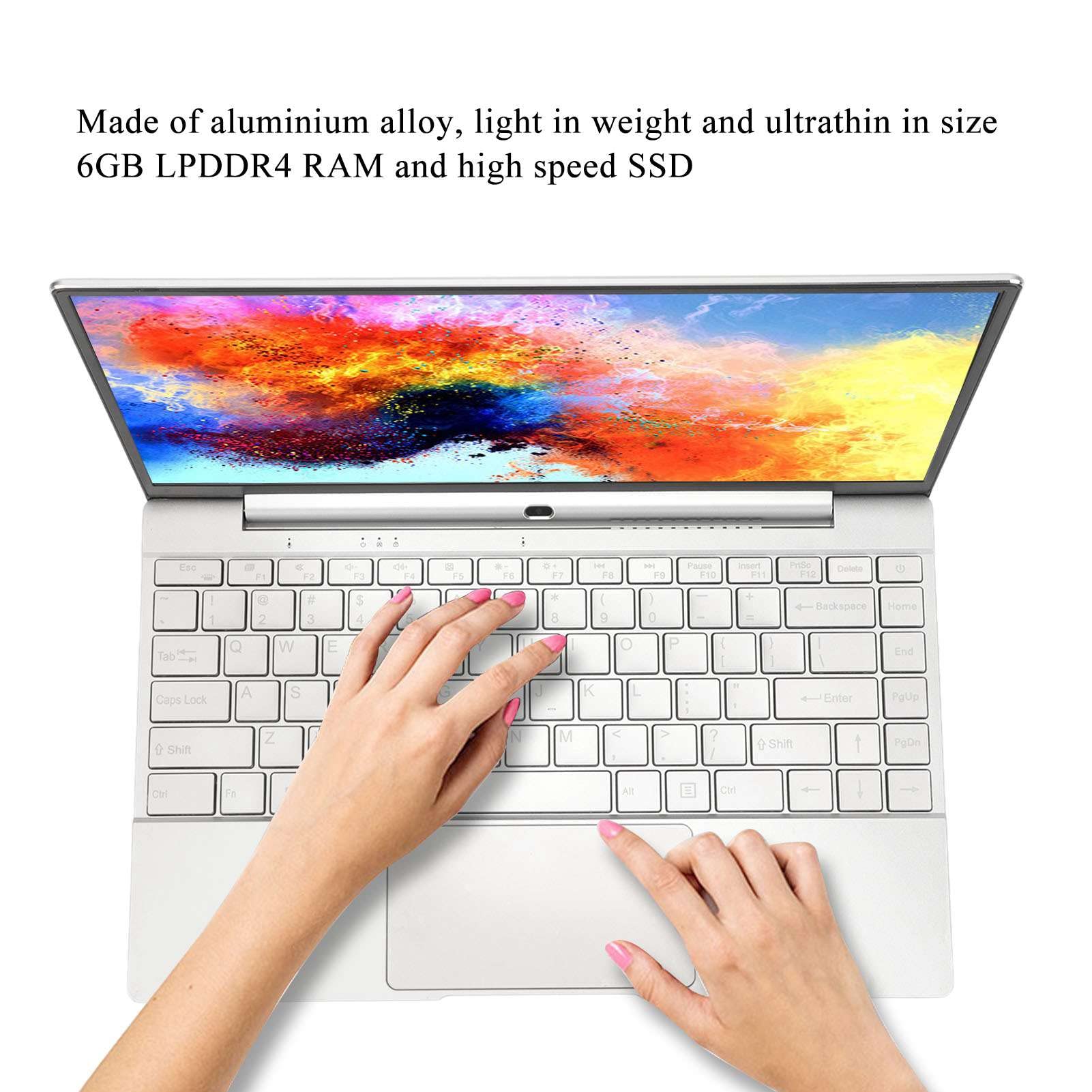 Tangxi 14 Inch Ultra Slim Laptop - Intel N5095 CPU, Full HD IPS Display, Metal Body, Backlit Keyboard & Trackpad - Silver (6GB RAM + 256GB SSD) - Perfect for Business, School & Travel
