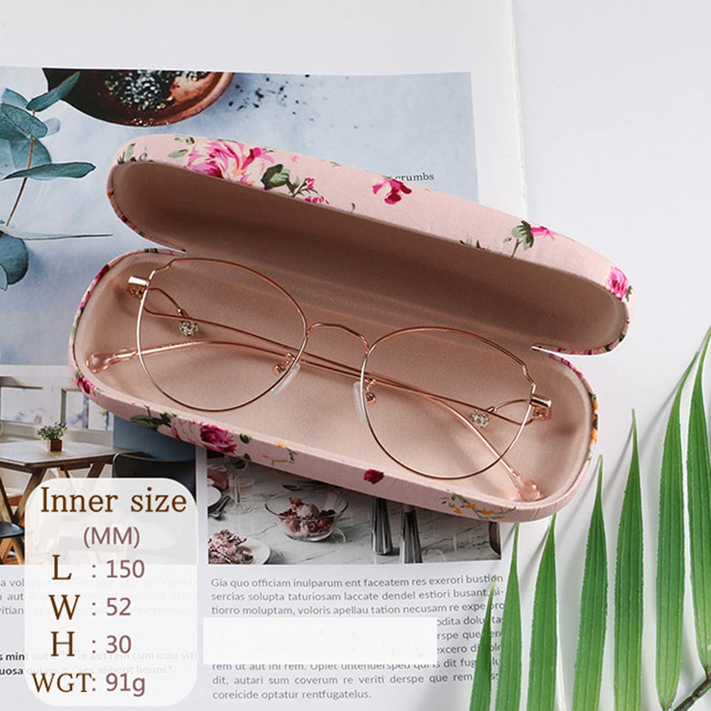 Masanoya Hard Portable Eyeglass Case - Retro Floral Fabric Protective Storage Box for Glasses & Sunglasses - Perfect for Travel, Work, and Everyday Use