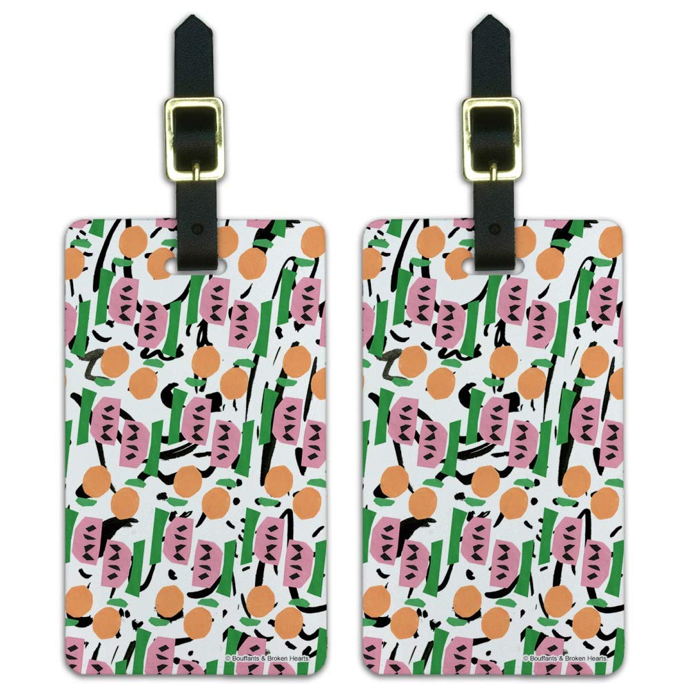 Modern Art Fruit Luggage ID Tags - Waterproof Suitcase Name Tags for Travel (Set of 2) - Perfect for Airports, Cruise Ships & Kids' Backpacks