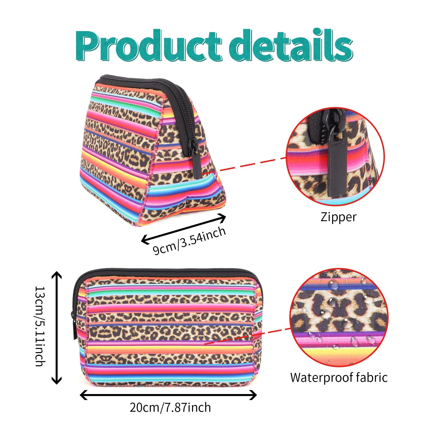 Waterproof Neoprene Cosmetic Bag with Zipper - Travel Toiletry & Makeup Organizer Pouch for Women & Girls - Perfect for Gym, Vacation, and Daily Essentials Storage
