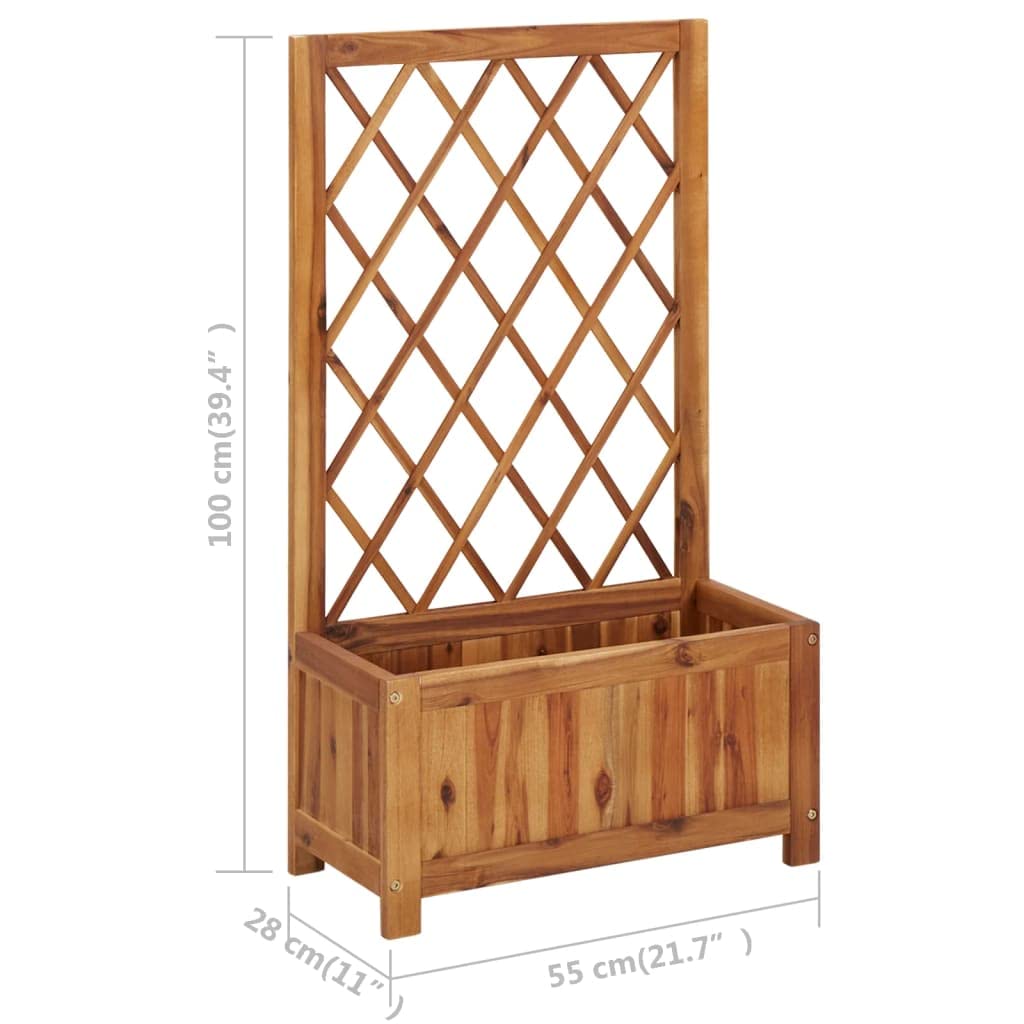 Premium CHARMMA Garden Raised Bed with Trellis - Solid Acacia Wood Planter Box for Vegetables, Flowers & Herbs - Perfect for Backyard, Patio & Outdoor Gardening