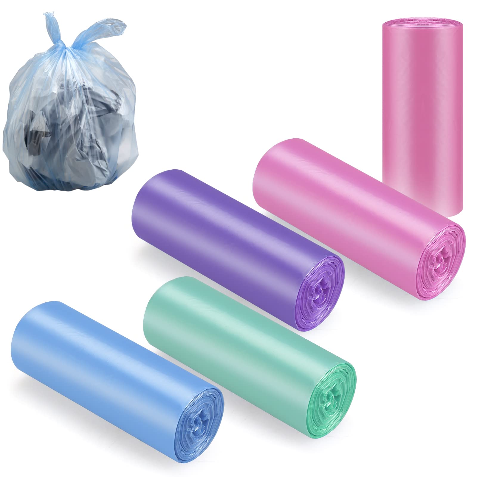 4 Gallon Small Trash Bags - Bathroom & Office Garbage Bags (4 Rolls, Colored) | Perfect for Bathroom Trash Cans, Office Waste Bins & Small Spaces