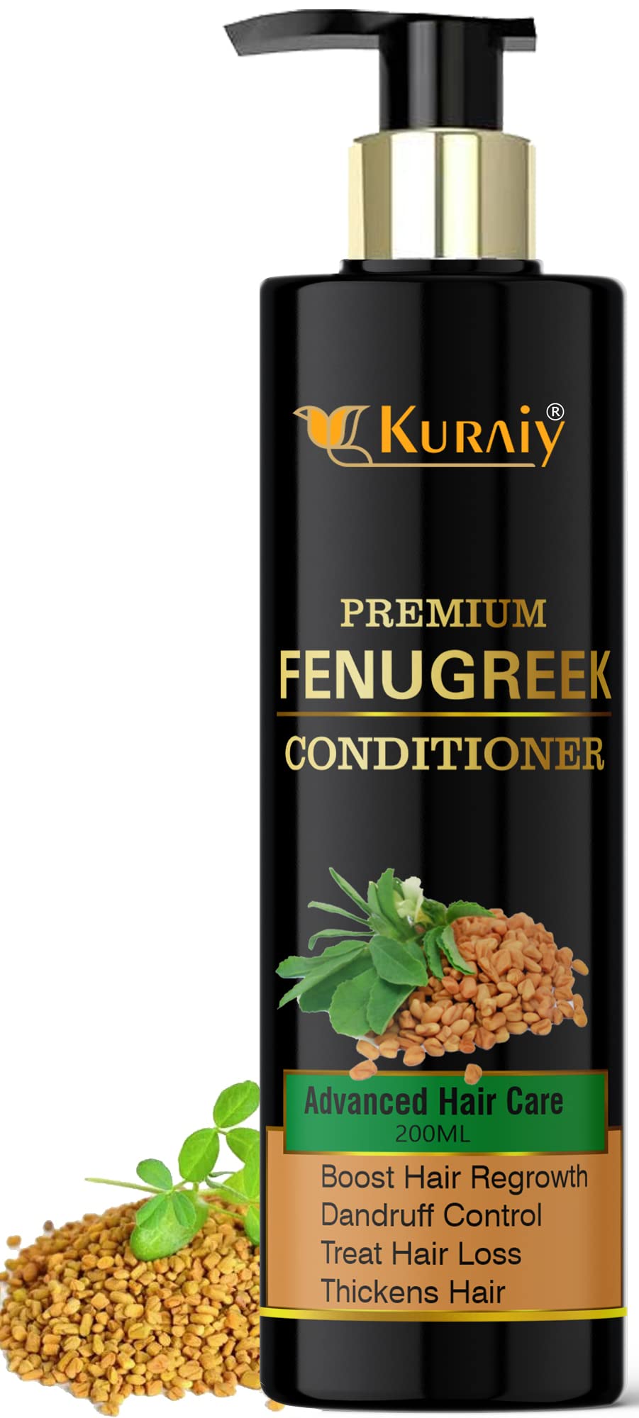 Kuraiy Fenugreek Daily Shine Hair Conditioner - Moisturizing Treatment for Dull, Frizzy Hair - Softens, Smooths & Adds Shine - 200ml - Perfect for Dry Damaged Hair Care & Daily Hydration