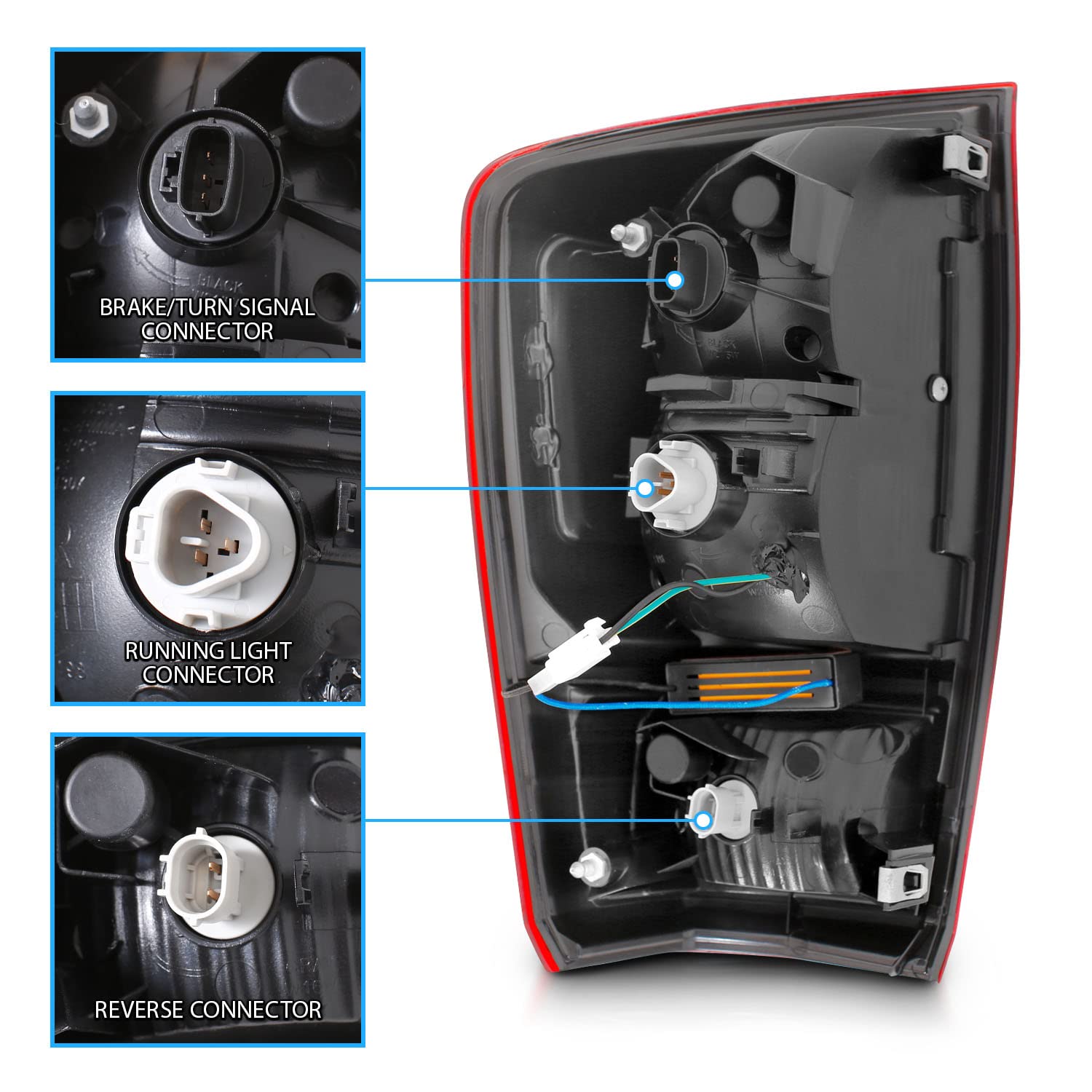 2016-2023 Toyota Tacoma LED Tail Lights - AmeriLite Clear Red Tube Parking Lamp Assembly (Pair) for Enhanced Visibility & Style - Perfect for Night Driving & Off-Road Adventures