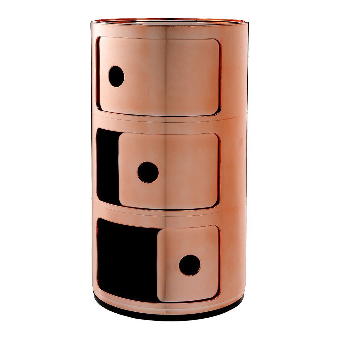 Componibili Round 3-Door Storage Tower - Modern Modular Organizer for Bedroom, Living Room & Office - Space-Saving Furniture Solution