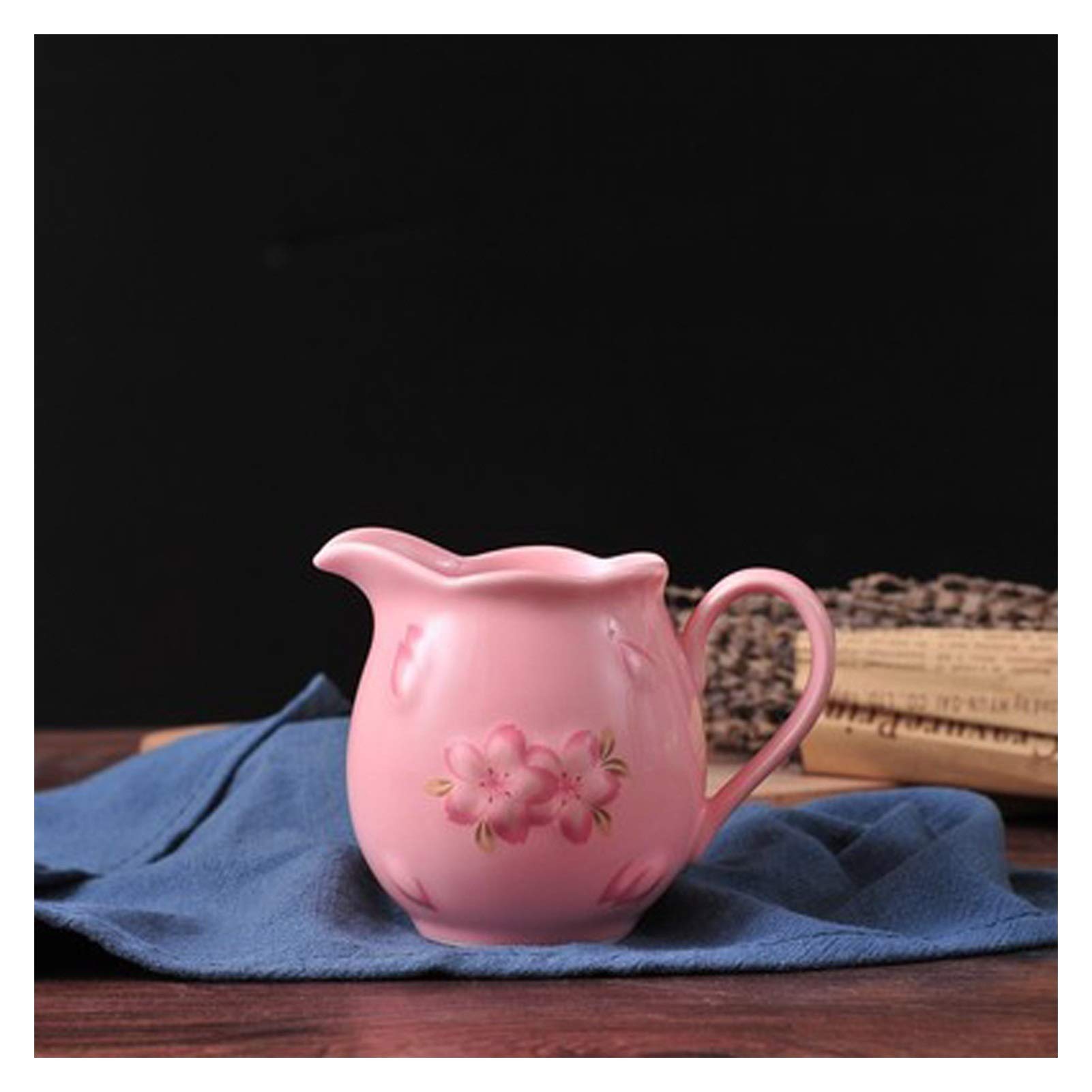 FMOGE 220ml White Ceramic Creamer Pitcher - Small Milk Jug, Serving Pitcher for Coffee, Tea, Salad Dressing & Sauces - Perfect for Home, Restaurants & Cafes