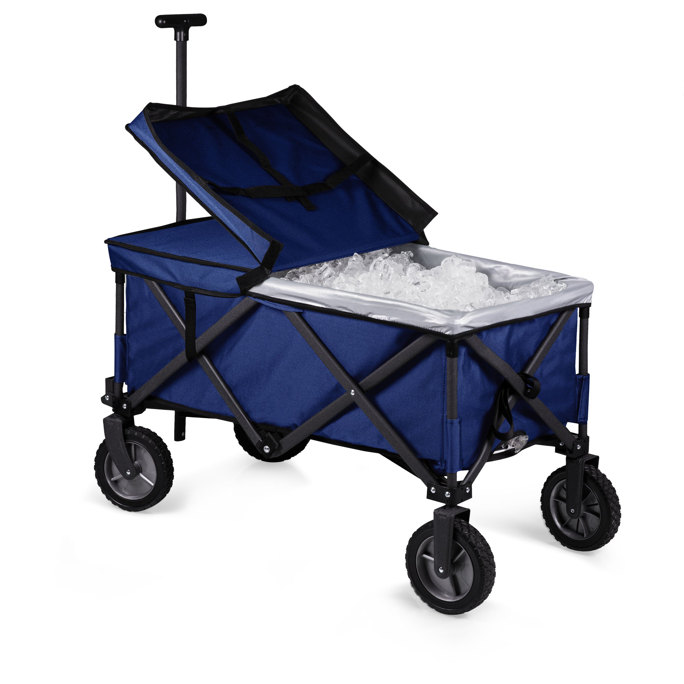 PICNIC TIME Adventure Wagon Elite - Heavy Duty Folding Utility Cart with Table Top Lid & Soft Cooler Liner | Perfect for Beach, Camping, Tailgating, Farmers Market & Outdoor Adventures