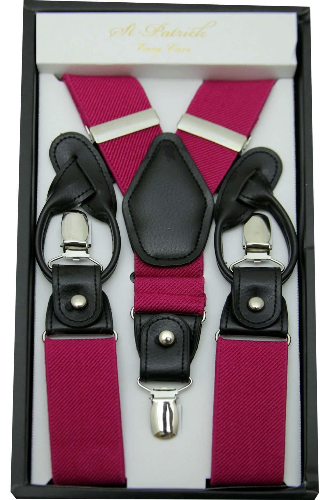 Fuchsia Convertible Suspenders Clip & Button for Men & Women - Adjustable Fashion Accessory for Pants, Skirts, Dresses - Perfect for Office, Wedding & Formal Events