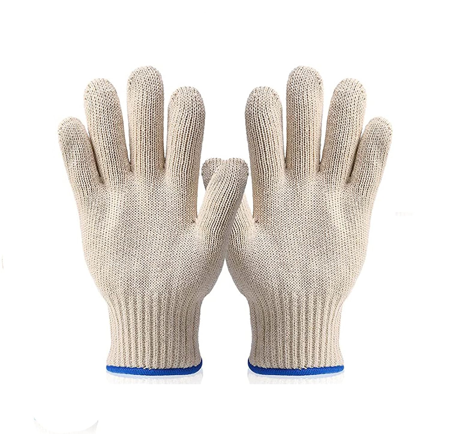 Heat Resistant Oven Gloves - 480°F Cotton Mitts for Cooking, Baking & Grilling - Finger Protection Kitchen Gloves (White, Pack of 2) - Perfect for BBQ, Baking Bread & Handling Hot Pots