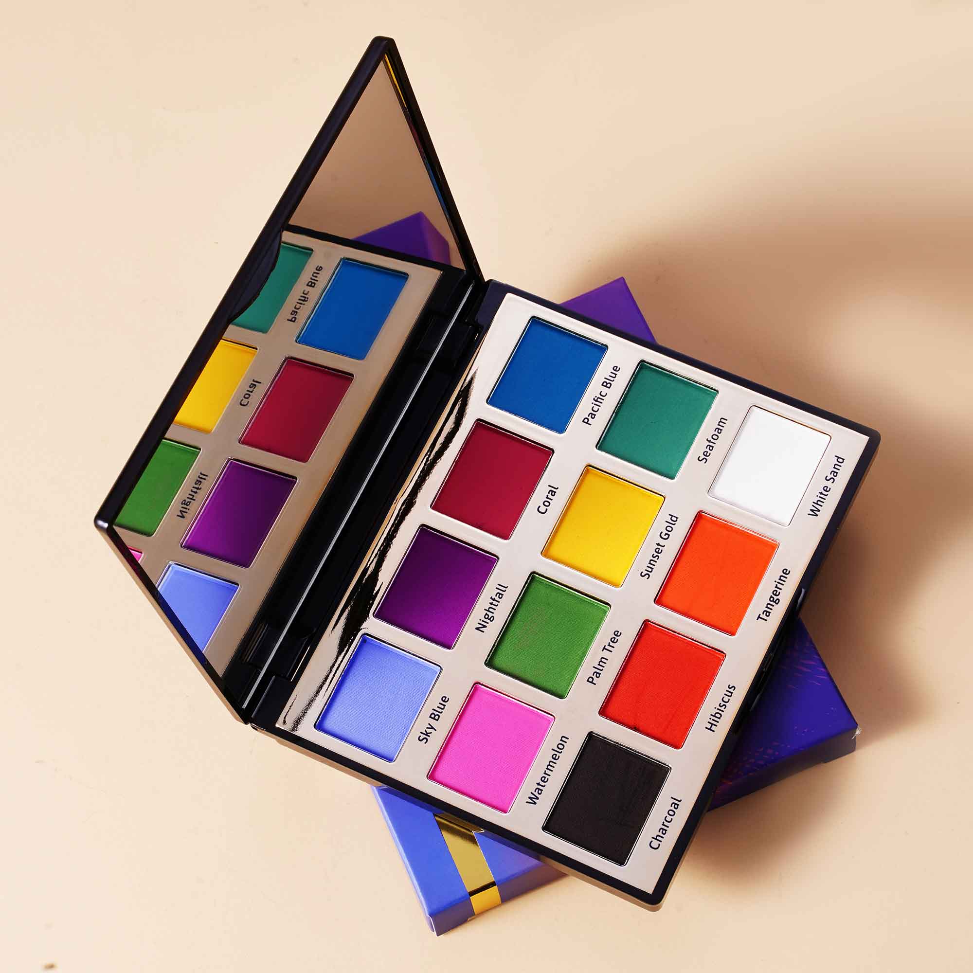 Vegan & Cruelty-Free 12 Color Tropical Sunset Eyeshadow Palette - Long Lasting, Highly Pigmented Makeup for Party, Wedding & Everyday Wear
